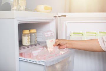 Storing breast milk in the refrigerator, freezer and at room temperature